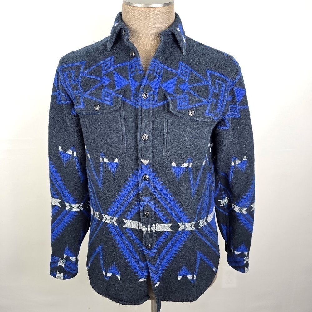 Polo Ralph Lauren- Mens S Beacon Southwest Blanket Cotton Thick Blue/Black Shirt